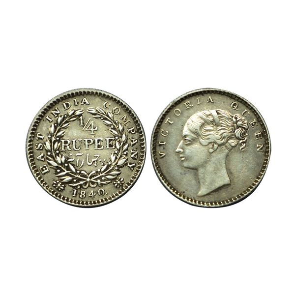 Victoria Queen, Silver 1/4 Rupee, Continous Legend, Bombay Mint,