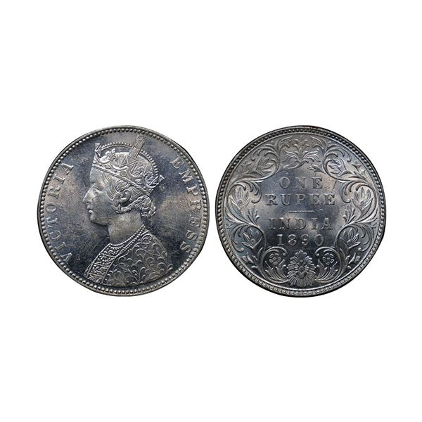 Victoria Empress, Silver Rupee, 1890, Bombay Mint, C2 / I / ‘B’ incuse, (Prid 178)