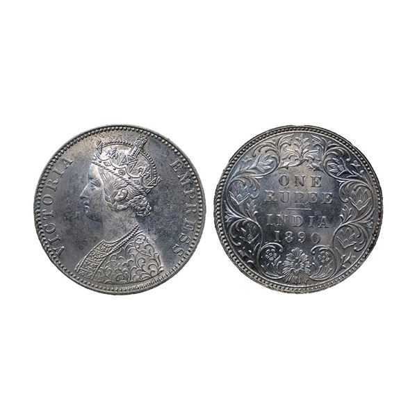 Victoria Empress, Silver Rupee, 1890, Bombay Mint, C2 / I / B incuse.