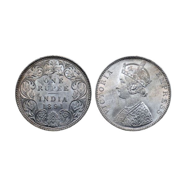 Victoria Empress, Silver Rupee, 1891, Bombay Mint,