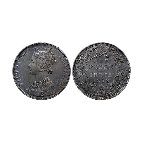 Victoria Empress, Silver Rupee, 1892, Bombay Mint, C2 / I (ii) ‘B’ Raised.