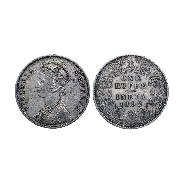 Victoria Empress, Silver Rupee, 1892, Bombay Mint, C4 / I / B incuse;