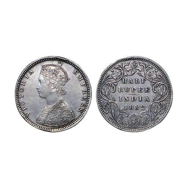 Victoria Empress, Silver ½ Rupee, 1882, Bombay Mint, A / II / dot, (Prid 291).