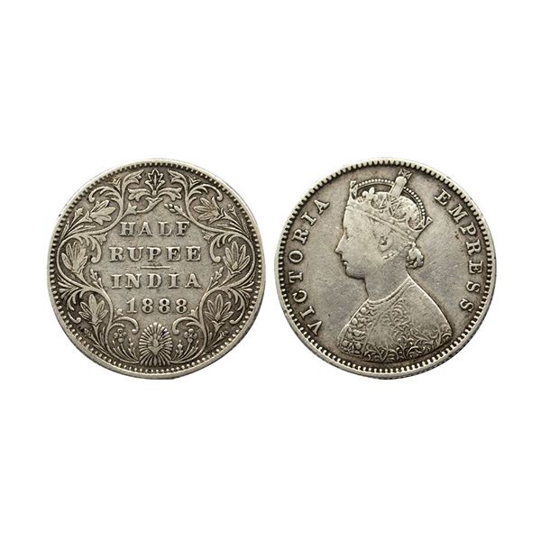 Victoria Empress, Silver 1/2 Rupee, 1888, Bombay mint,
