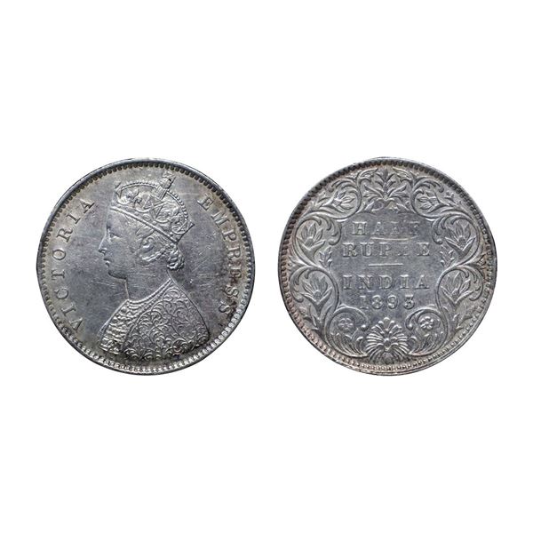 Victoria Empress, silver ½ rupee, 1893, Calcutta mint,