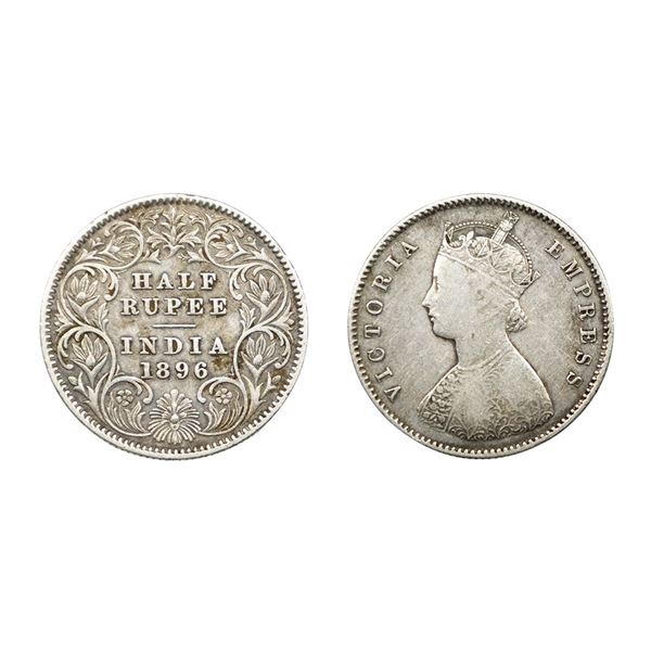 Victoria Empress, Silver ½ Rupee, 1896, Calcutta Mint,