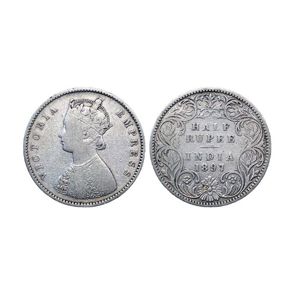 Victoria Empress, silver ½ rupee, 1897, Calcutta mint, A/I/'C' incused, PR 280; GK 657.