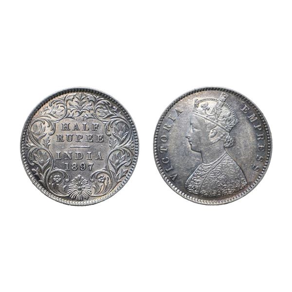 Victoria Empress, silver ½ rupee,1897, Calcutta mint, A/I/'C' incused, PR 280; GK 657, About Extreme