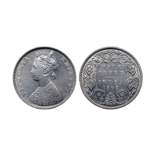Victoria Empress, Silver ½ Rupee, 1898, Bombay Mint, A / I / B incuse, Inverted ’B[x=#8217/