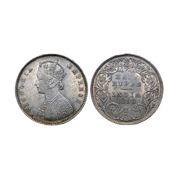 Victoria Empress, Silver ½ Rupee, 1899, Bombay Mint, A / I / B incuse, Inverted ’B[x=#8217/