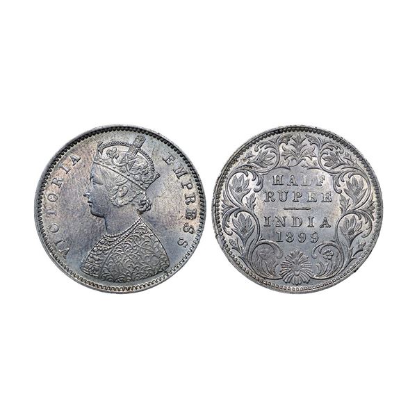 Victoria Empress, Silver ½ Rupee, 1899, Bombay Mint, A / I / B incuse, Inverted ’B[x=#8217/