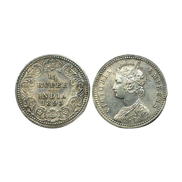 Victoria Empress, silver ¼ rupee, 1893, Calcutta mint,