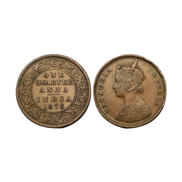 Victoria Empress, copper ¼ anna, 1878, Calcutta mint, B/II, PR 612; GK 830, 6.26g.