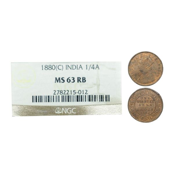 Victoria Empress, copper ¼ anna, 1880, Calcutta mint, B/II/, PR 614; GK 832-833. Uncirculated,