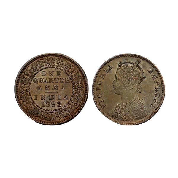 Victoria Empress, copper ¼ anna, 1892, Calcutta mint