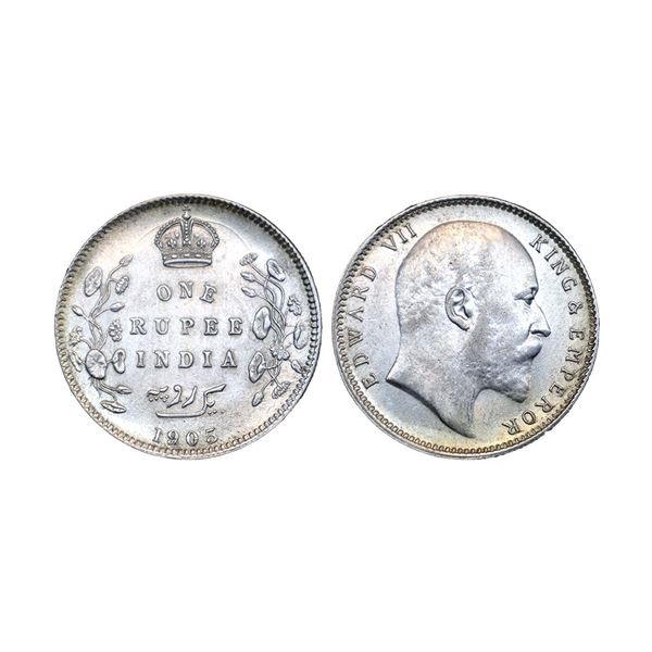 Edward VII King & Emperor, Silver Rupee, 1905, Calcutta Mint