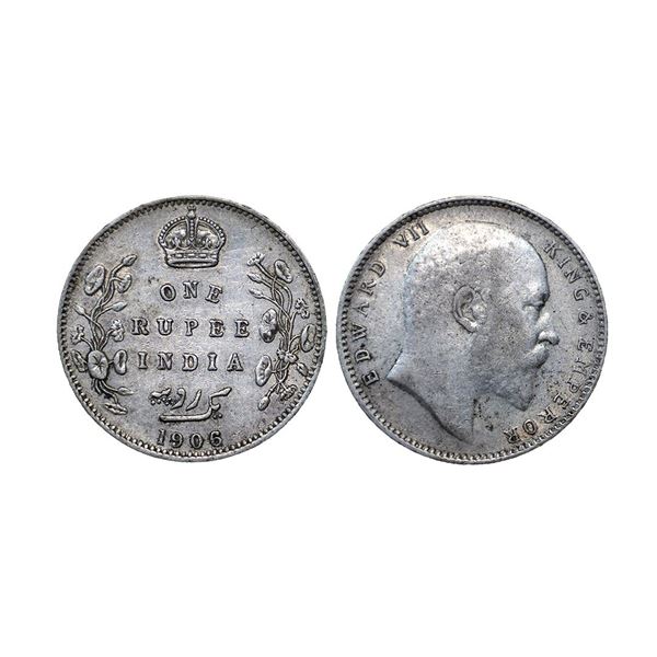 Edward VII, Silver Rupee, 1906 over 5, Bombay Mint,
