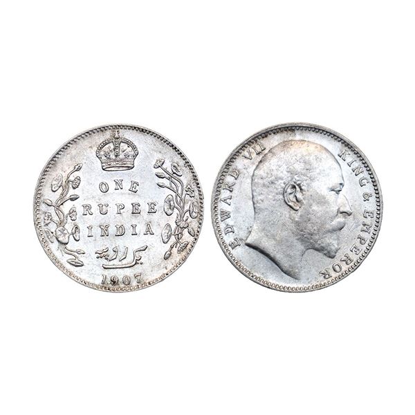 Edward VII King & Emperor, Silver Rupee, 1907, Bombay Mint