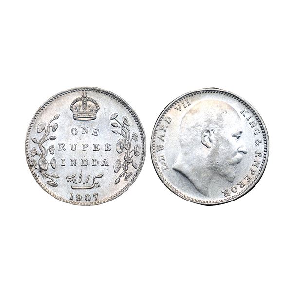 Edward VII King & Emperor, Silver Rupee, 1907, Bombay Mint
