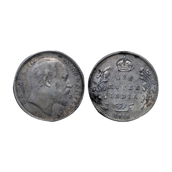 Edward VII, Silver Rupee, 1910 over 00.
