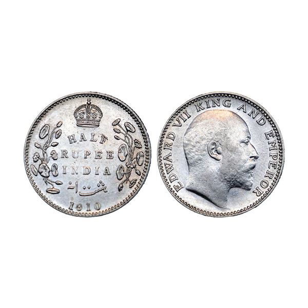 Edward VII, Silver ½ Rupee, 1910, Bombay Mint