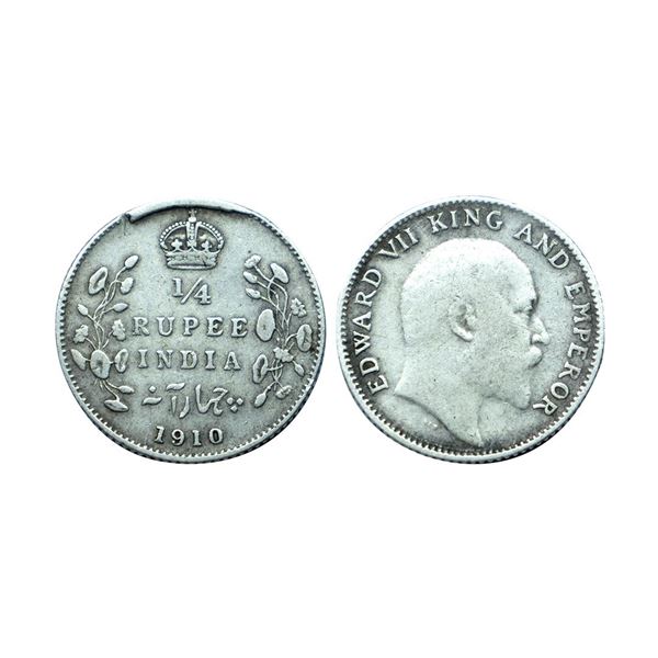 Edward VII, 1910, Silver ¼ Rupee