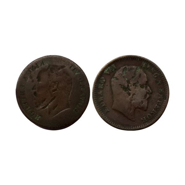 Edward VII, Copper ¼ Anna, Error, Brockage, nice deep and complete lakhi impression within dotted bo