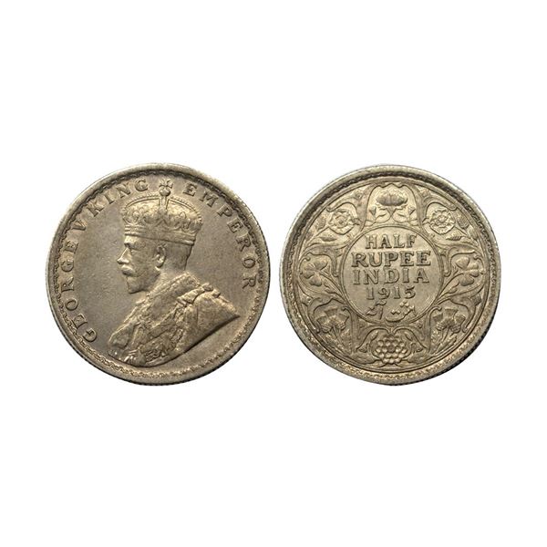 George V King & Emperor, Silver ½ Rupee, 1915, Calcutta Mint (Prid 322).