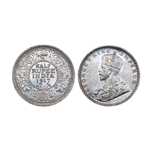 George V, Silver ½ Rupee, 1917, Bombay Mint
