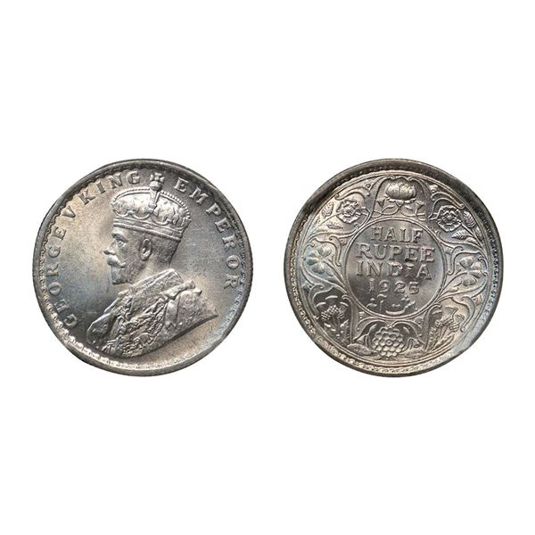 George V, Silver ½ Rupee, 1925, Bombay Mint (Prid 347). Graded by NGC MS64.