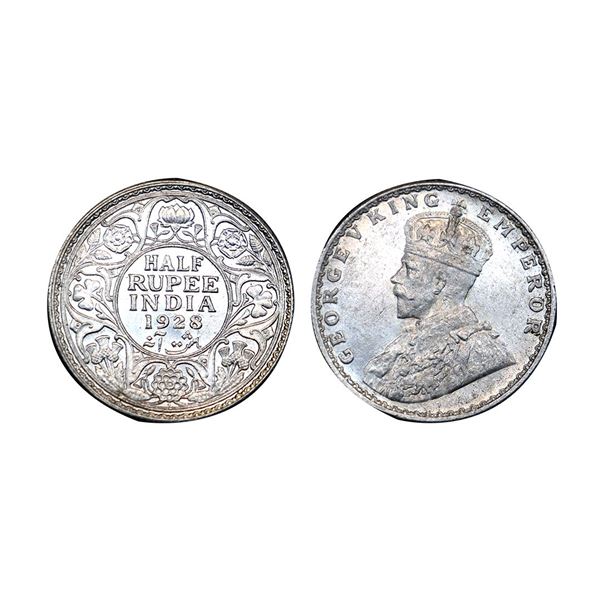 George V, Silver ½ Rupee, 1928, Bombay Mint