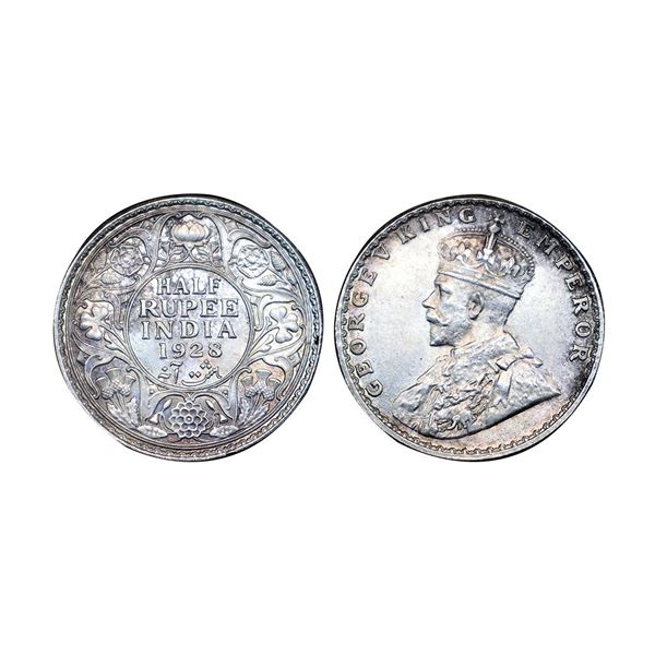 George V, Silver ½ Rupee, 1928, Bombay Mint