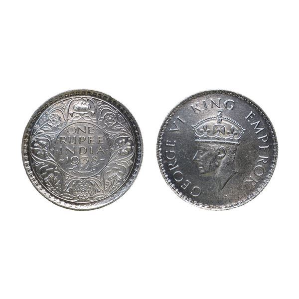 George VI (11 December 1936 - 15 August 1947), Silver Rupee, Bombay Mint, 1938 AD, Obv A, Rev I, wit