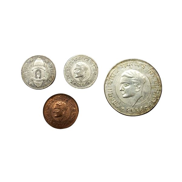 Dhrangadhra, Mayurdhvaja Sinha, Coronation series, ( Set of 4 coins ), 5.00g, 5.17g, 7.35g, 14.67g,
