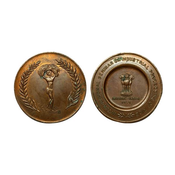 India, Madras, copper medal, 1971, Obv: Inter regional seminar on Industrial processing of Rice arou