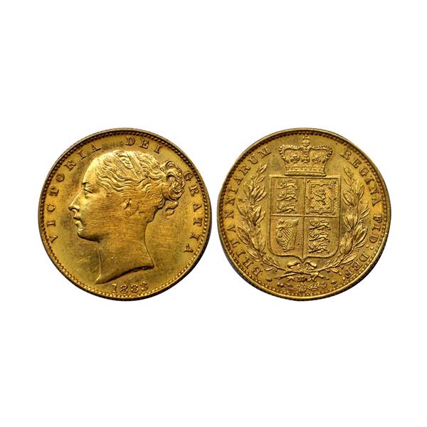 Australia, Victoria (1887-1893 AD), Gold Sovereign, 7.97 gms, Melbourne Mint, 1883,