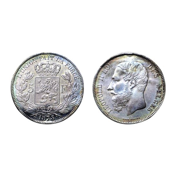 Belgium, Leopold II (1865-1908), Silver 5 Francs, 24.60 gms