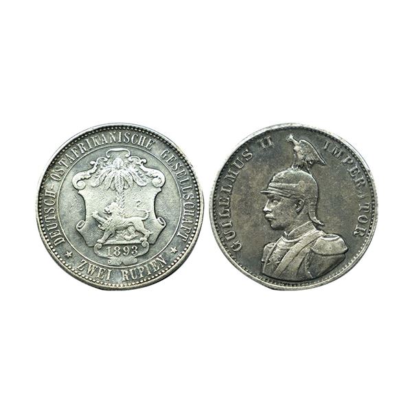 German East Africa, Silver Double Rupee, Guilelmus II, 1893