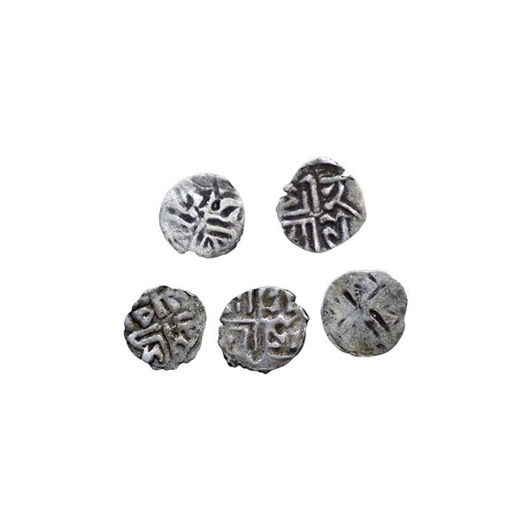 Nepal, Malla Dynasty, Jaya Prakash Malla, 1St Reign, (1735-1746), Silver Fukka Dam, Set of 5,