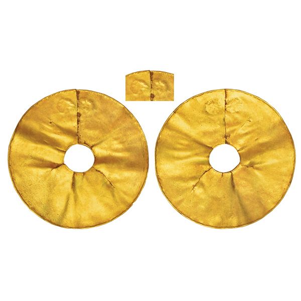 Ancient India: Indus Valley Civilization (mature phase, 2500-2000 BC), gold ornamental diskette