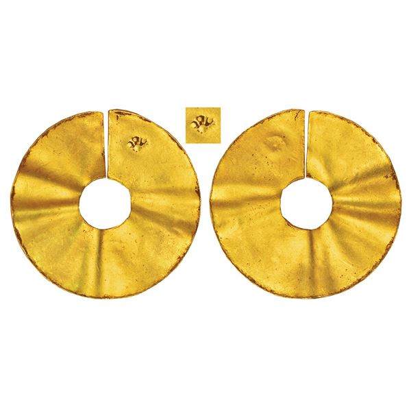 Ancient India: Indus Valley Civilization (mature phase, 2500-2000 BC), gold ornamental diskette