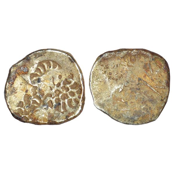 Ancient India: Archaic silver punch-marked coin - middle Ganges valley region, 'Jakhania hoard' type