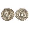 Image 1 : Ancient India: Indo-Greeks, silver obol of Eucratides (170-145 BC), BN series 9, 0.55g. Obv: Helmete