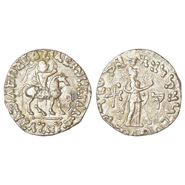 Ancient India: Indo-Scythians - silver tetradrachm of Azes (c.58-12 BC), ISCH 99.65T, 9.44g. Obv: Ki