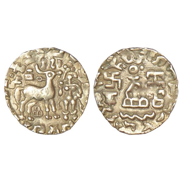 Ancient India: Post-Mauryan tribal monarchies, Kunindas - silver drachm of Amoghabhuti (c.50BC-50AD)