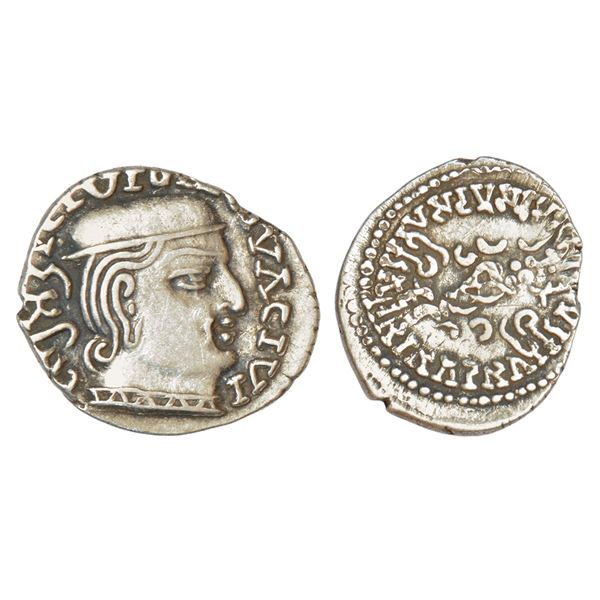 Ancient India: Western Kshatrapas, Karddamaka dynasty, silver drachm of Damasena s/o Rudrasimha I