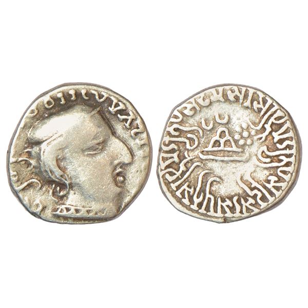 Ancient India: Western Kshatrapas, Karddamaka dynasty, silver drachm of Damasena s/o Rudrasimha I