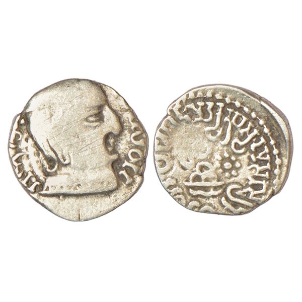 Ancient India: Western Kshatrapas, Karddamaka dynasty, silver drachm of Damasena s/o Rudrasimha I