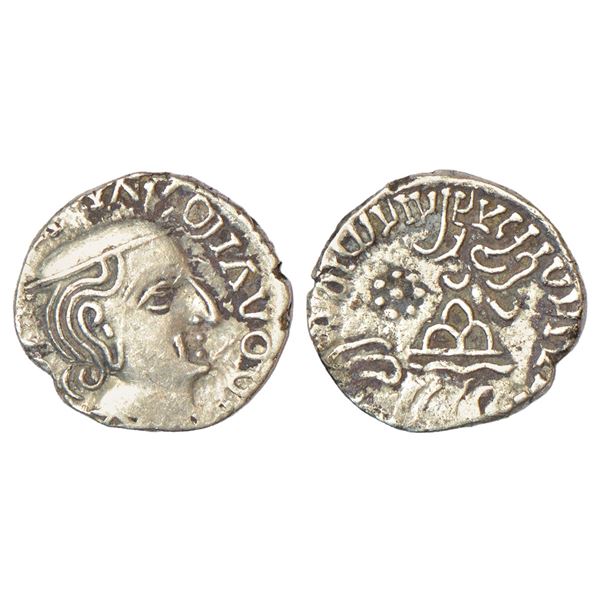 Ancient India: Western Kshatrapas, Karddamaka dynasty, silver drachm of Vijayasena s/o Damasena