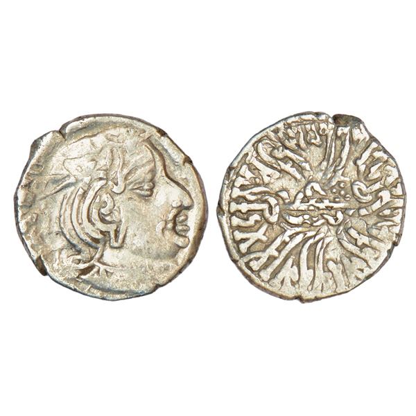 Ancient India: Western Kshatrapas, Karddamaka dynasty, silver drachm of Vishvasimha II s/o Rudrasena